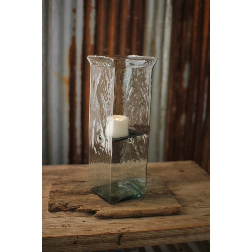 Square Glass Hurricane - Large